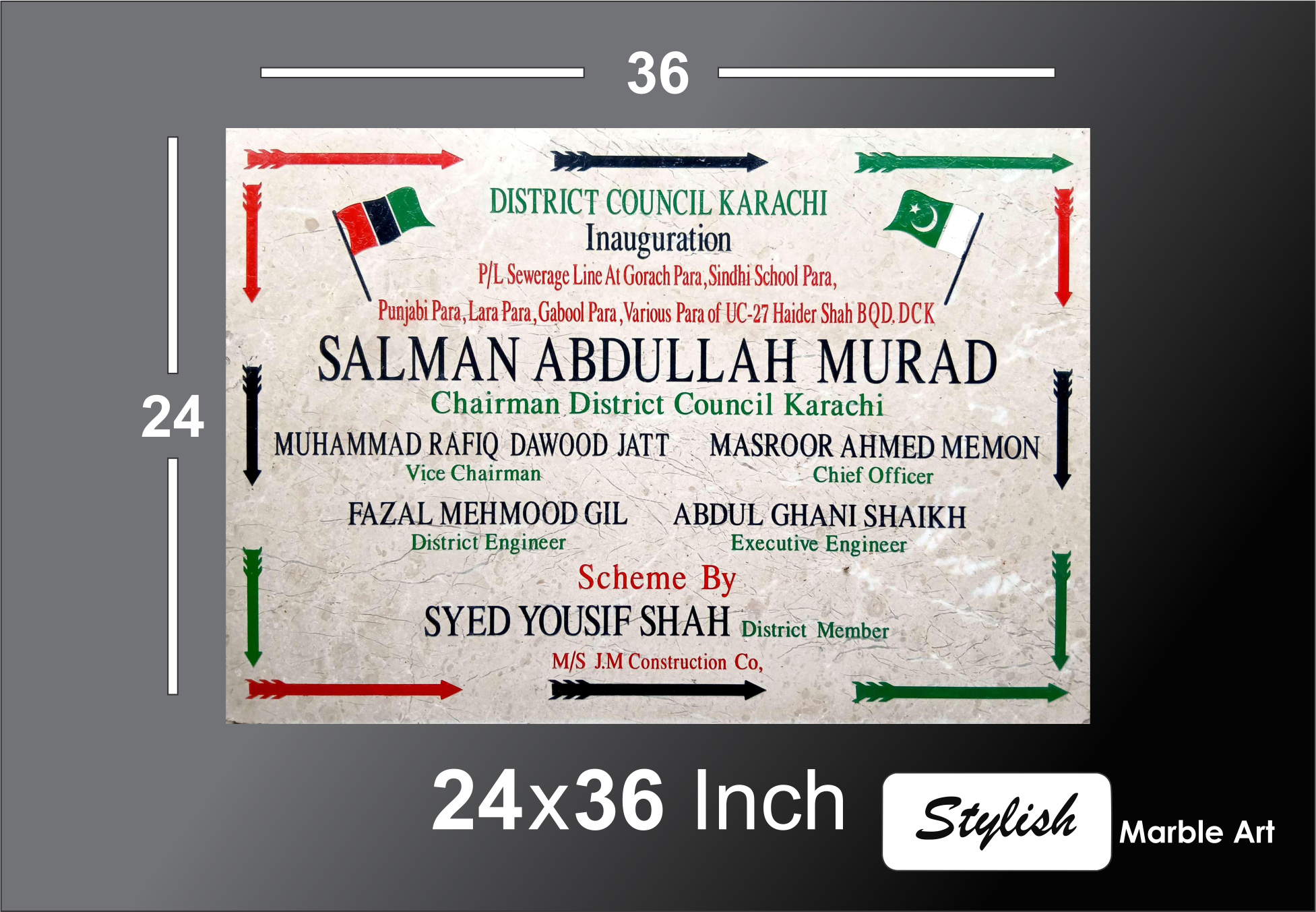 Engraving work on a government building.